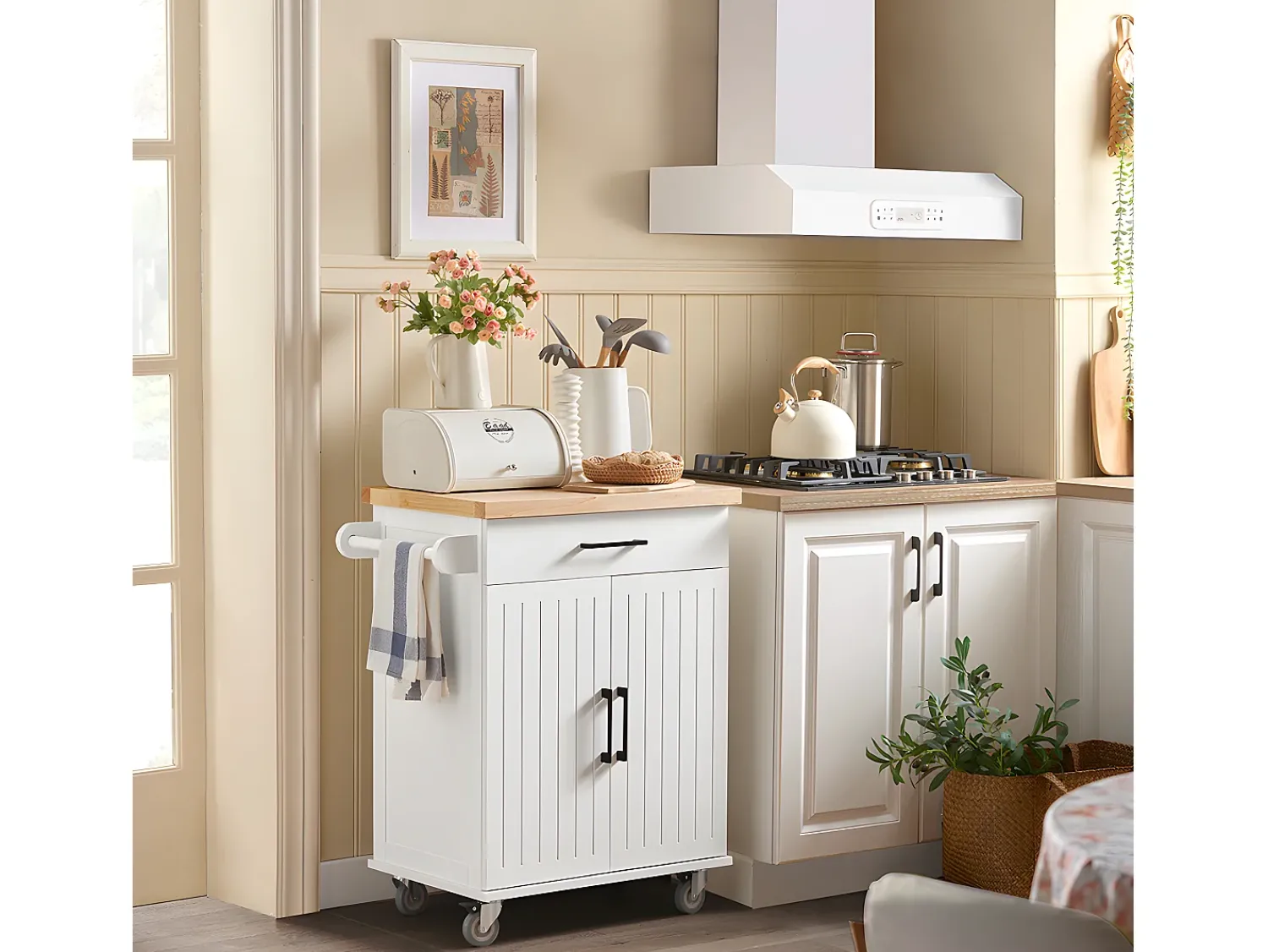 Móvel De Arrumação|Sobuy , sobremesas, sobremesa, rodinhas de cozinha, FKW119-WN Branco