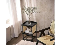 New Sobuy , sofá mesa lateral, Prato com rodas, móvel de telefone, HFBT03-SCH Preto