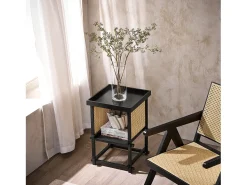 New Sobuy , sofá mesa lateral, Prato com rodas, móvel de telefone, HFBT03-SCH Preto