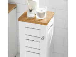 Sobuy Suporte de Papel Higiénico com Armário de Uma Porta 20x18x75cm Nórdico BZR85-W^ Biblioteca