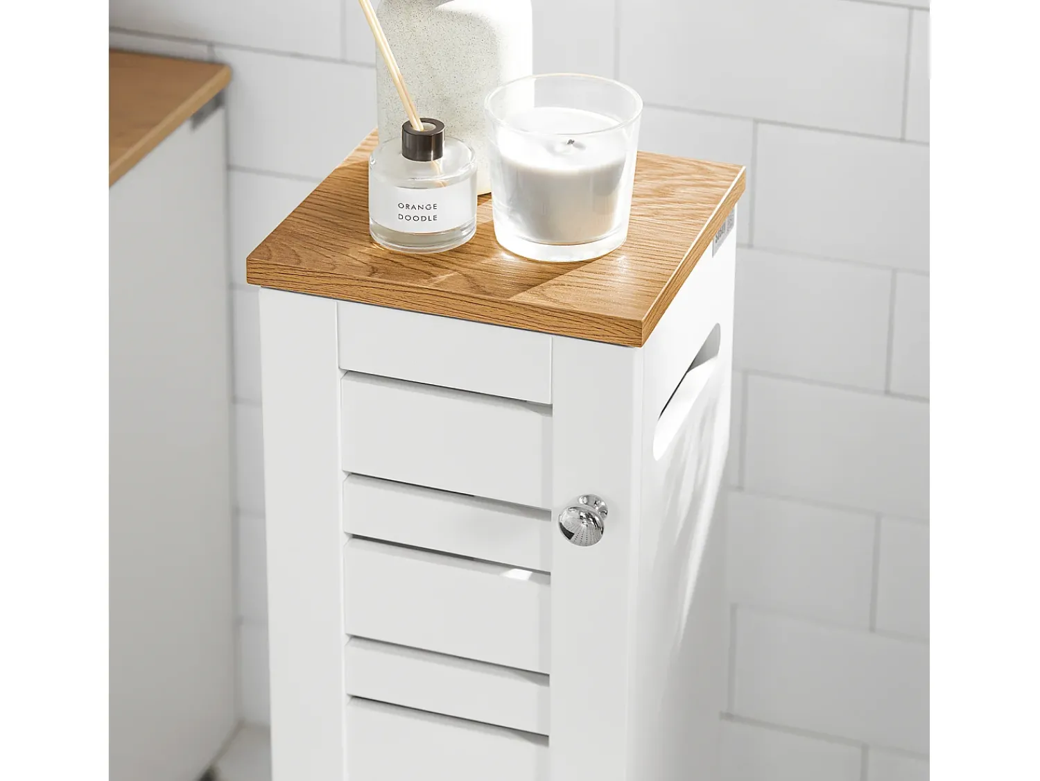 Sobuy Suporte de Papel Higiénico com Armário de Uma Porta 20x18x75cm Nórdico BZR85-W^ Biblioteca