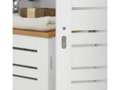 Sobuy Suporte de Papel Higiénico com Armário de Uma Porta 20x18x75cm Nórdico BZR85-W^ Biblioteca