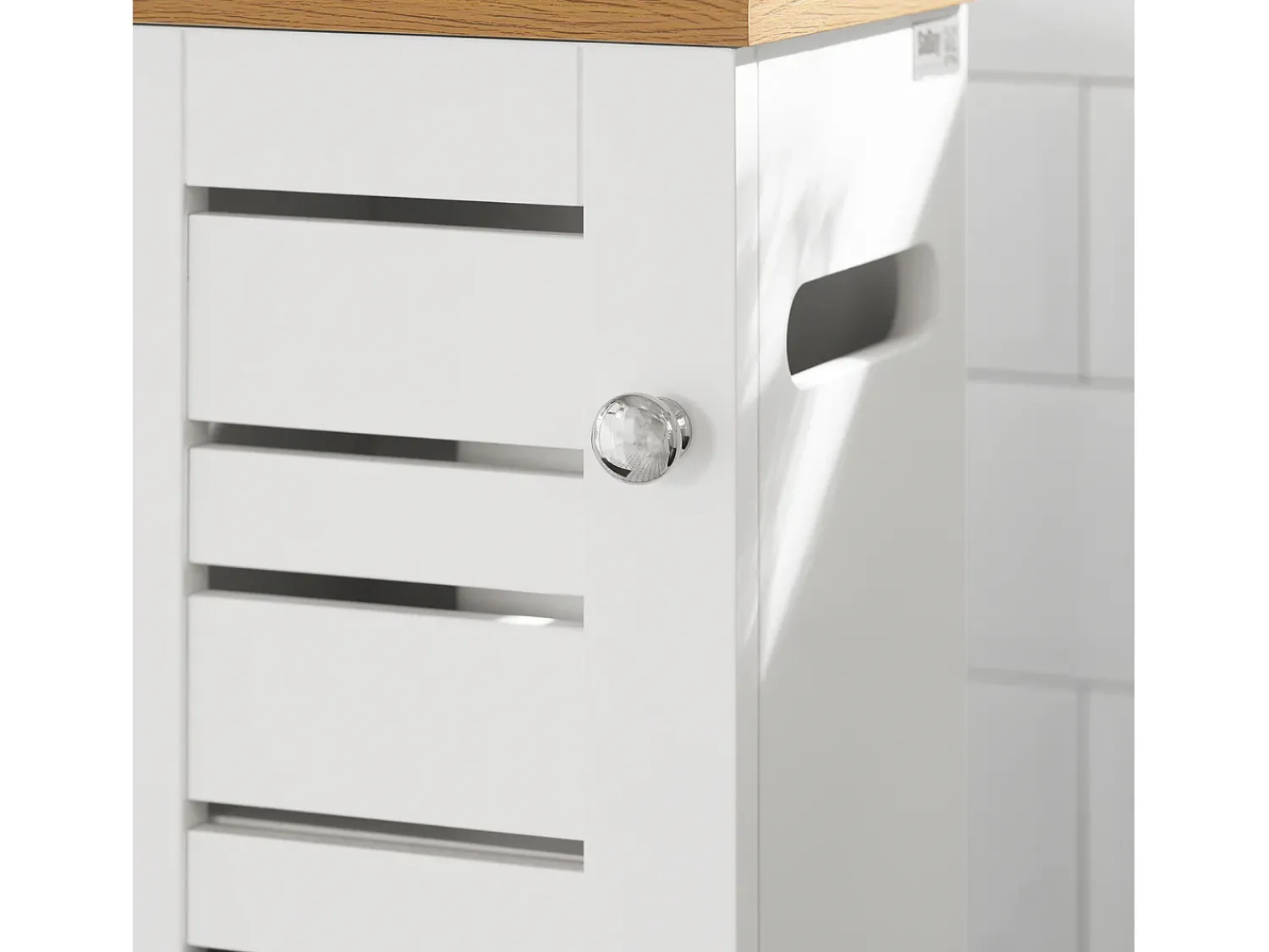 Sobuy Suporte de Papel Higiénico com Armário de Uma Porta 20x18x75cm Nórdico BZR85-W^ Biblioteca