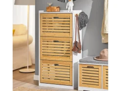 Móvel De Arrumação|Sapateira|Sobuy , suporte para sapatos de entrada, suporte para sapatos, prateleira de sapatos estreita, FSR108-WN Natural escuro