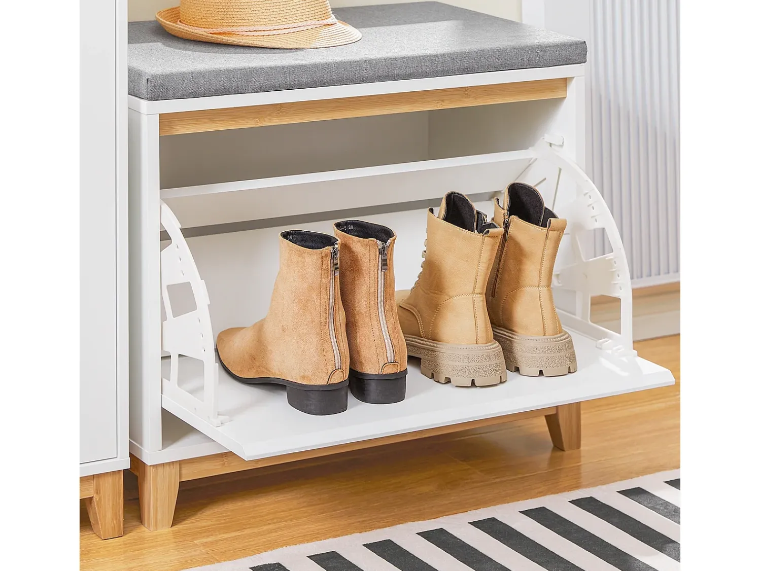 Móvel De Arrumação|Sapateira|Sobuy , suporte para sapatos de entrada, suporte para sapatos, prateleira de sapatos estreita, FSR190-WN Branco