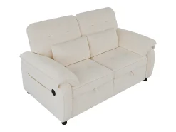 Sofá|ModernLuxe Sofá 3 em 1 - 2 lugares - Sofá dobrável - Encosto ajustável - Porta de carregamento USB - Inclui 2 almofadas - Chenille - Bege