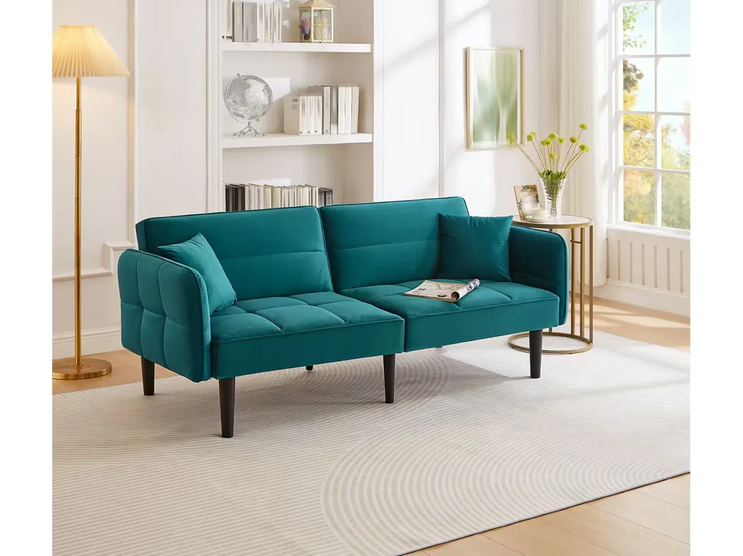 ModernLuxe Sofá 2 em 1 ajustável - 2 lugares - Veludo -^ Sofá