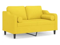 Online Sofá 2 lug. + almofadas decorativas 120 cm tecido -claro PT355277 Amarelo