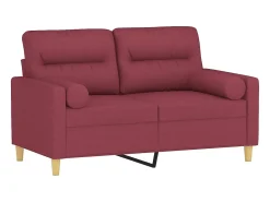 Online Sofá 2 lug. + almofadas decorativas 120cm tecido tinto PT536951 Vermelho