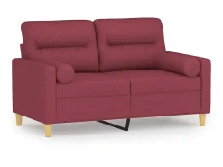 Online Sofá 2 lug. + almofadas decorativas 120cm tecido tinto PT536951 Vermelho