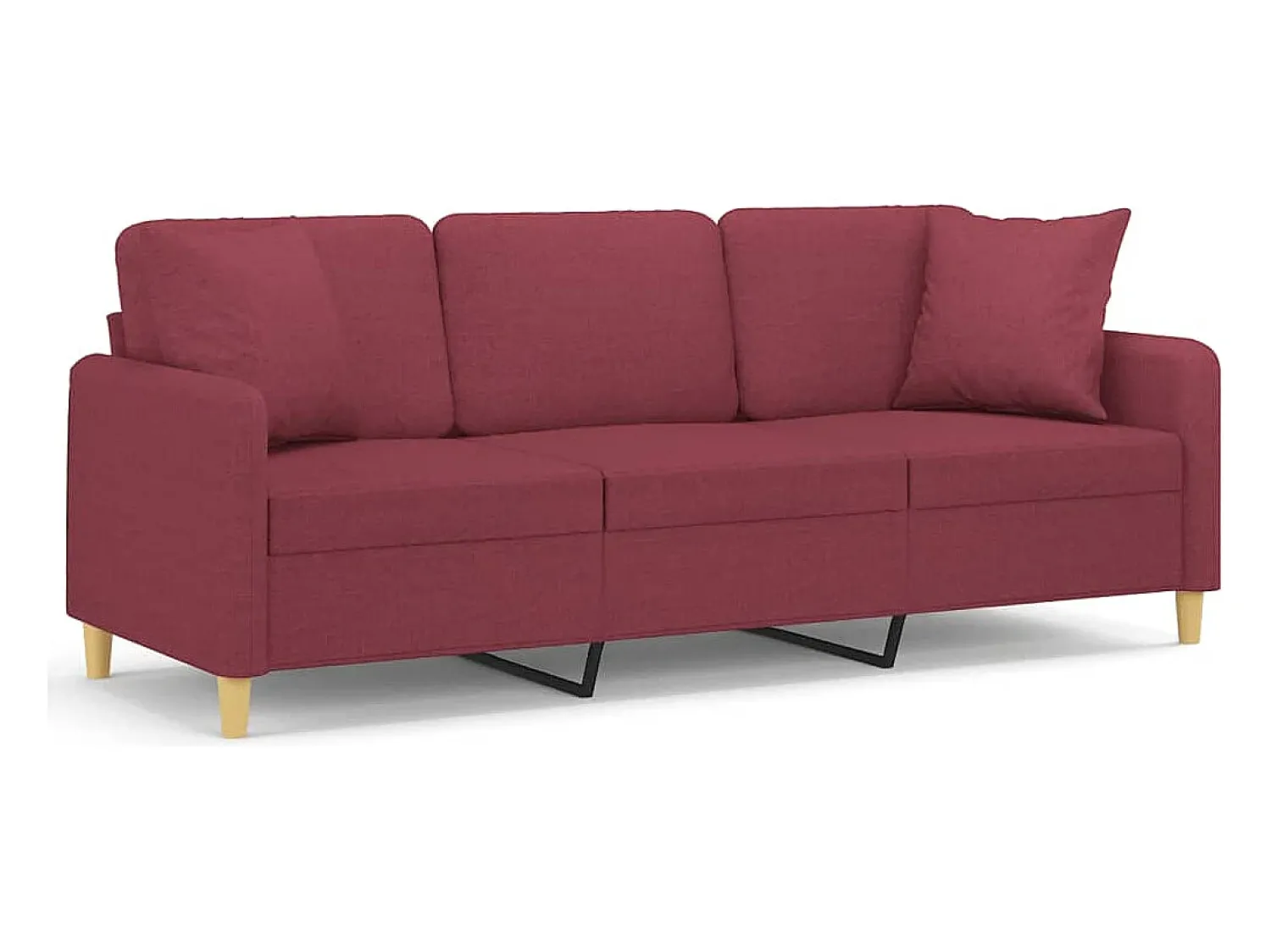 Sofá*vidaxl Sofá 3 lug. + almofadas decorativas 180cm tecido tinto Vermelho