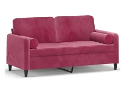 Sofá* Sofá 2 lug. + almofadas decorativas 140cm veludo tinto PT918124 Vermelho