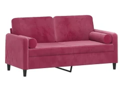 Sofá* Sofá 2 lug. + almofadas decorativas 140cm veludo tinto PT918124 Vermelho
