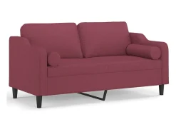 Sofá 2 lug. + almofadas decorativas 140cm tecido tinto PT763954^ Sofá