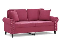Sofá* Sofá 2 lug. + almofadas decorativas 140cm veludo tinto PT775598 Vermelho