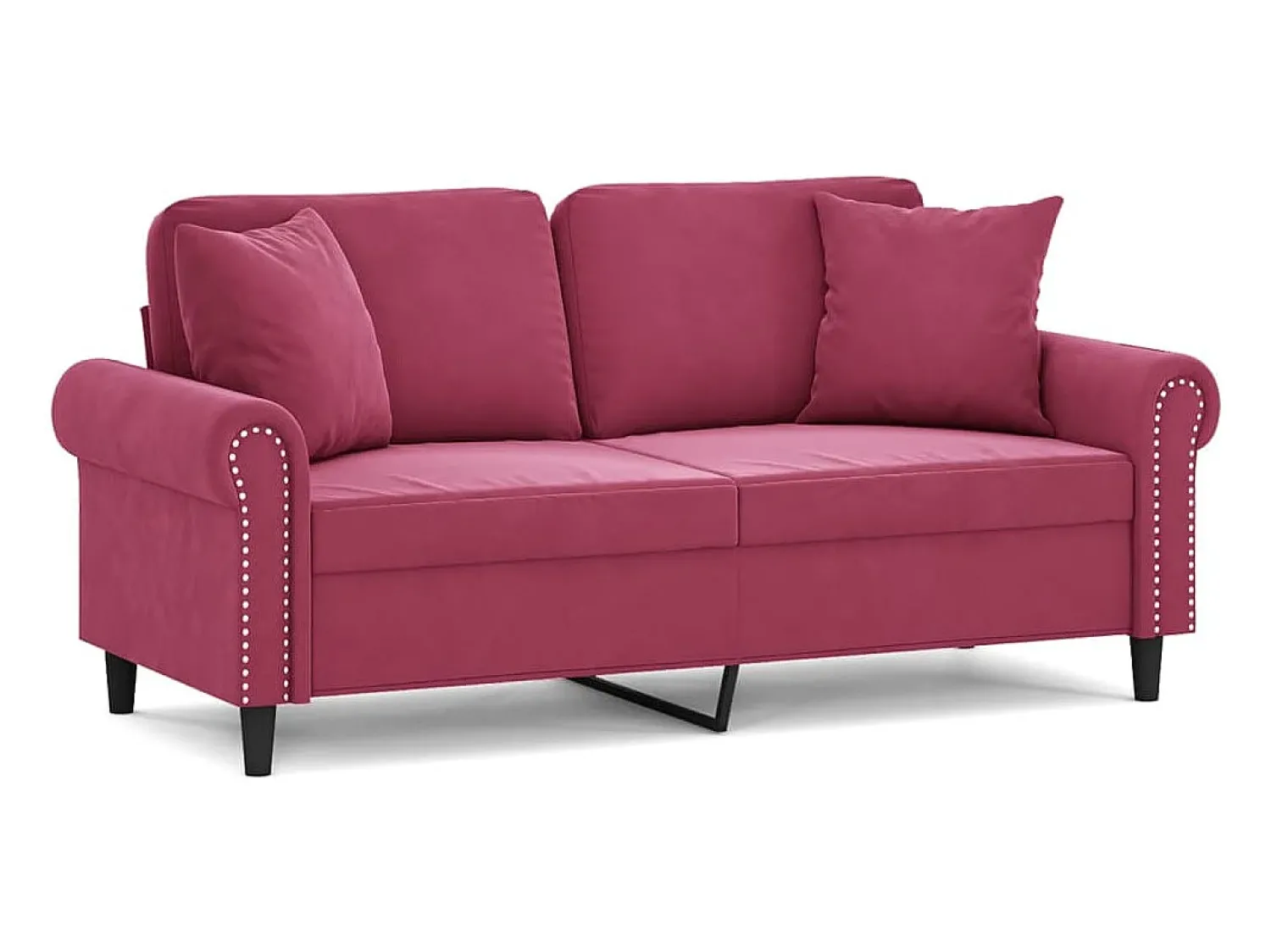 Sofá* Sofá 2 lug. + almofadas decorativas 140cm veludo tinto PT775598 Vermelho