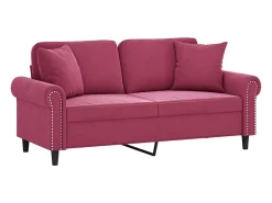 Sofá* Sofá 2 lug. + almofadas decorativas 140cm veludo tinto PT775598 Vermelho