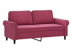 Sofá* Sofá 2 lug. + almofadas decorativas 140cm veludo tinto PT775598 Vermelho