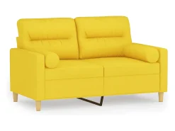 Sofá*vidaxl Sofá 2 lug. + almofadas decorativas 120 cm tecido -claro Amarelo