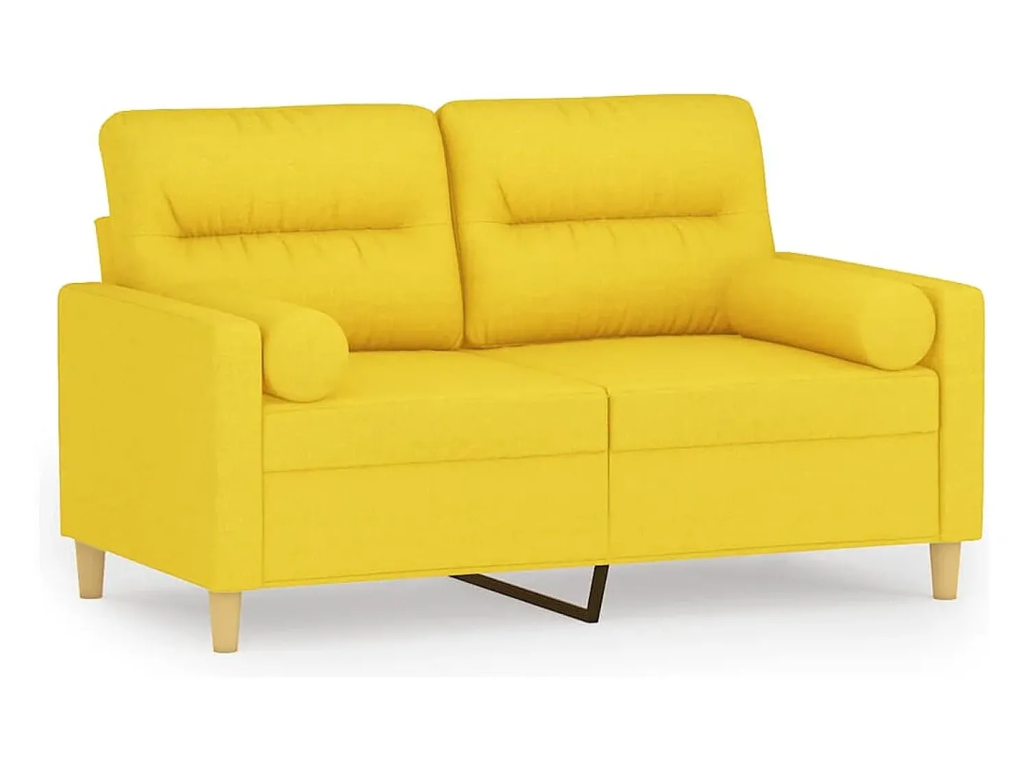 Sofá*vidaxl Sofá 2 lug. + almofadas decorativas 120 cm tecido -claro Amarelo