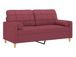 Online Sofá 2 lug. + almofadas decorativas 140cm tecido tinto PT677488 Vermelho