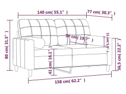 Discount vidaxl Sofá 2 lug. + almofadas decorativas 140cm tecido tinto Vermelho