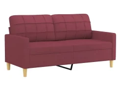 Discount vidaxl Sofá 2 lug. + almofadas decorativas 140cm tecido tinto Vermelho