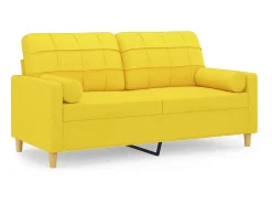 Sofá 2 lug. + almofadas decorativas 140 cm tecido -claro PT487712^ Sofá