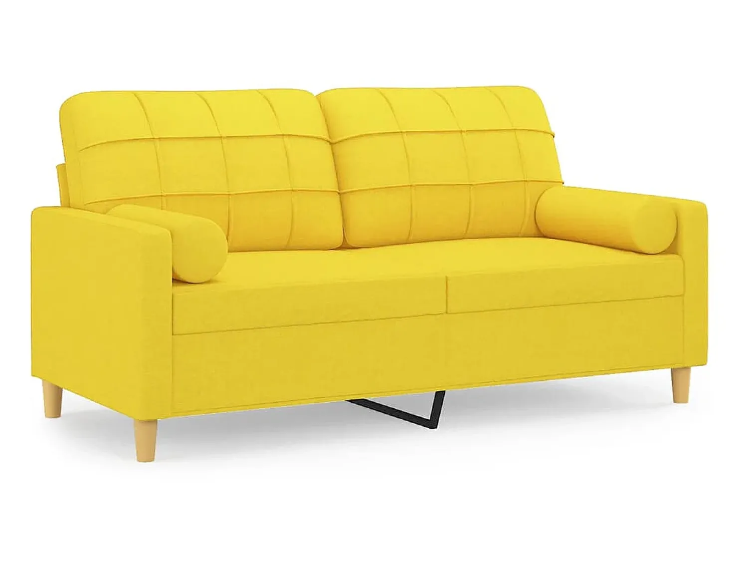 Sofá 2 lug. + almofadas decorativas 140 cm tecido -claro PT487712^ Sofá