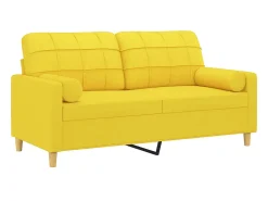 Sofá 2 lug. + almofadas decorativas 140 cm tecido -claro PT487712^ Sofá