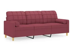 Sofá* Sofá 3 lug. + almofadas decorativas 180cm tecido tinto PT352114 Vermelho