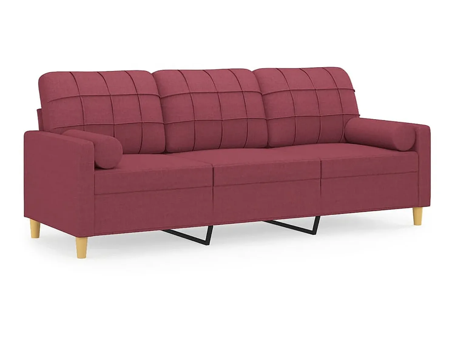 Sofá* Sofá 3 lug. + almofadas decorativas 180cm tecido tinto PT352114 Vermelho