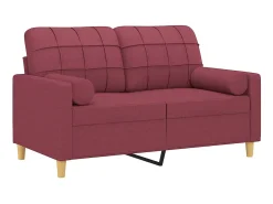 Sofá* Sofá 2 lug. + almofadas decorativas 120cm tecido tinto PT479087 Vermelho