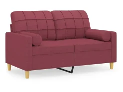 Sofá* Sofá 2 lug. + almofadas decorativas 120cm tecido tinto PT479087 Vermelho