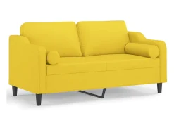 vidaxl Sofá 2 lug. + almofadas decorativas 140 cm tecido -claro^ Sofá