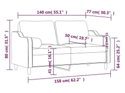 vidaxl Sofá 2 lug. + almofadas decorativas 140 cm tecido -claro^ Sofá