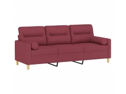 Sofá 3 lug. + almofadas decorativas 180cm tecido tinto PT902894^ Sofá