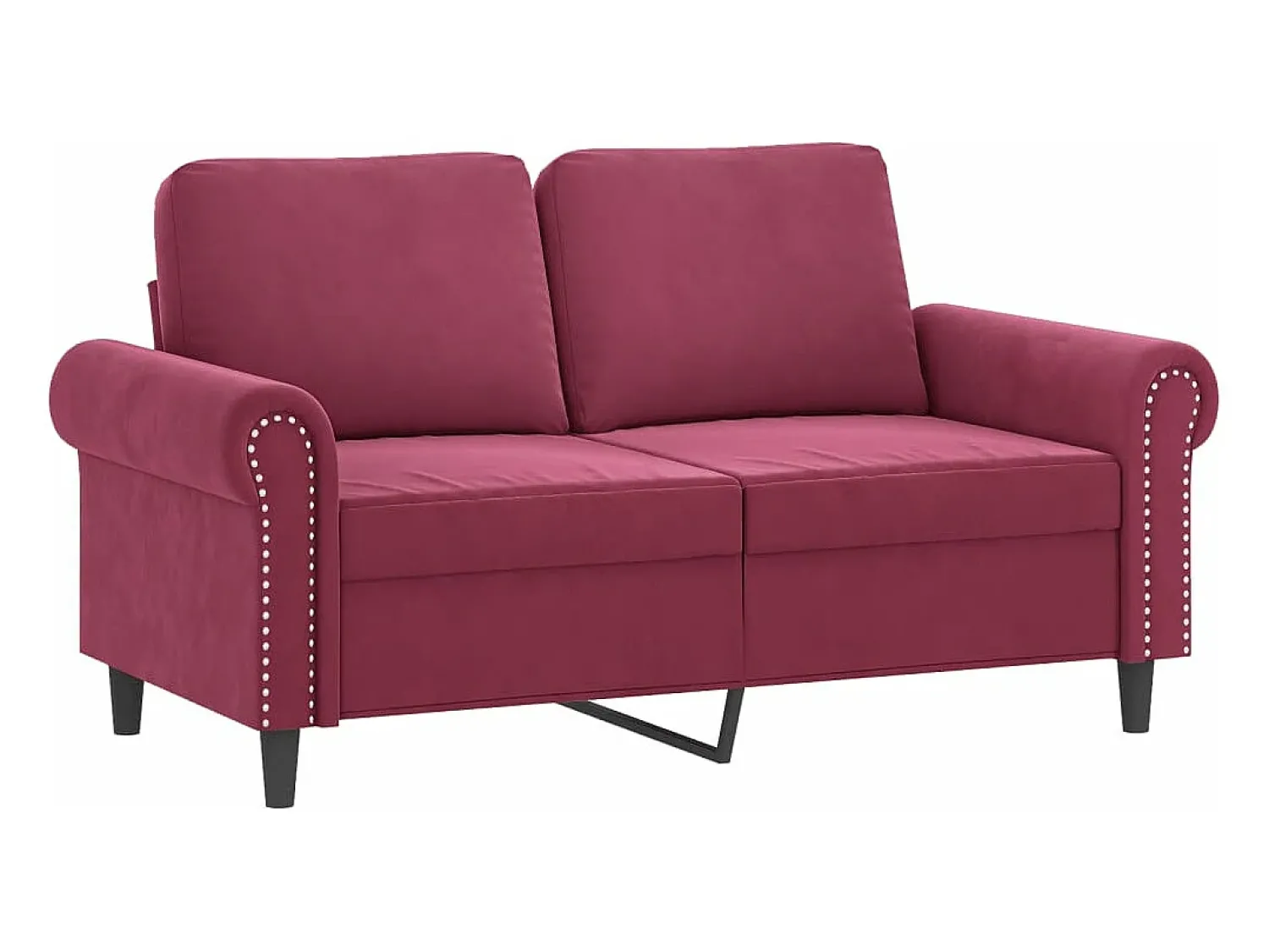 Online Sofá 2 lug. + almofadas decorativas 120cm veludo tinto PT331321 Vermelho