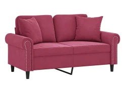 Online Sofá 2 lug. + almofadas decorativas 120cm veludo tinto PT331321 Vermelho