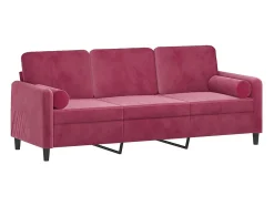 Sofá* Sofá 3 lug. + almofadas decorativas 180cm veludo tinto PT553174 Vermelho