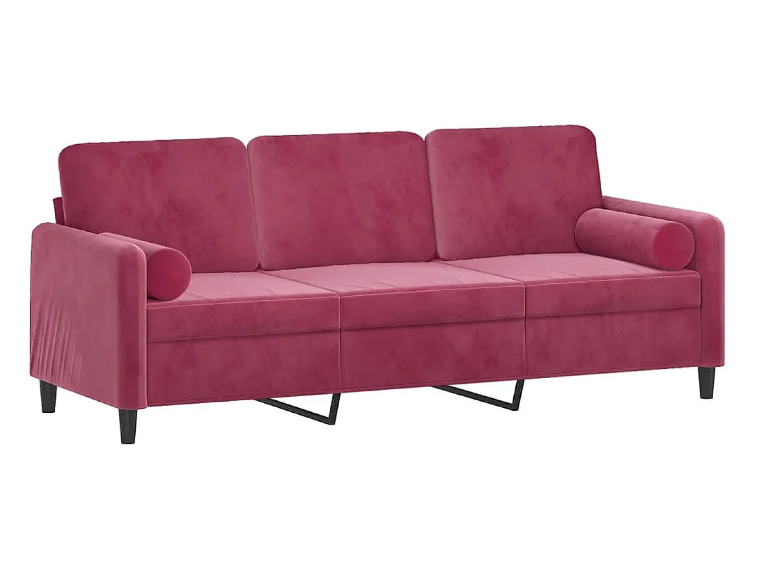 Sofá* Sofá 3 lug. + almofadas decorativas 180cm veludo tinto PT553174 Vermelho