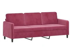 Sofá* Sofá 3 lug. + almofadas decorativas 180cm veludo tinto PT553174 Vermelho