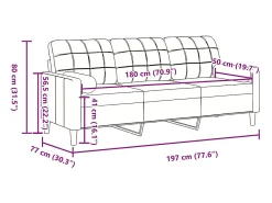 Sofá*vidaxl Sofá 3 lug. + almofadas decorativas 180cm veludo tinto Vermelho
