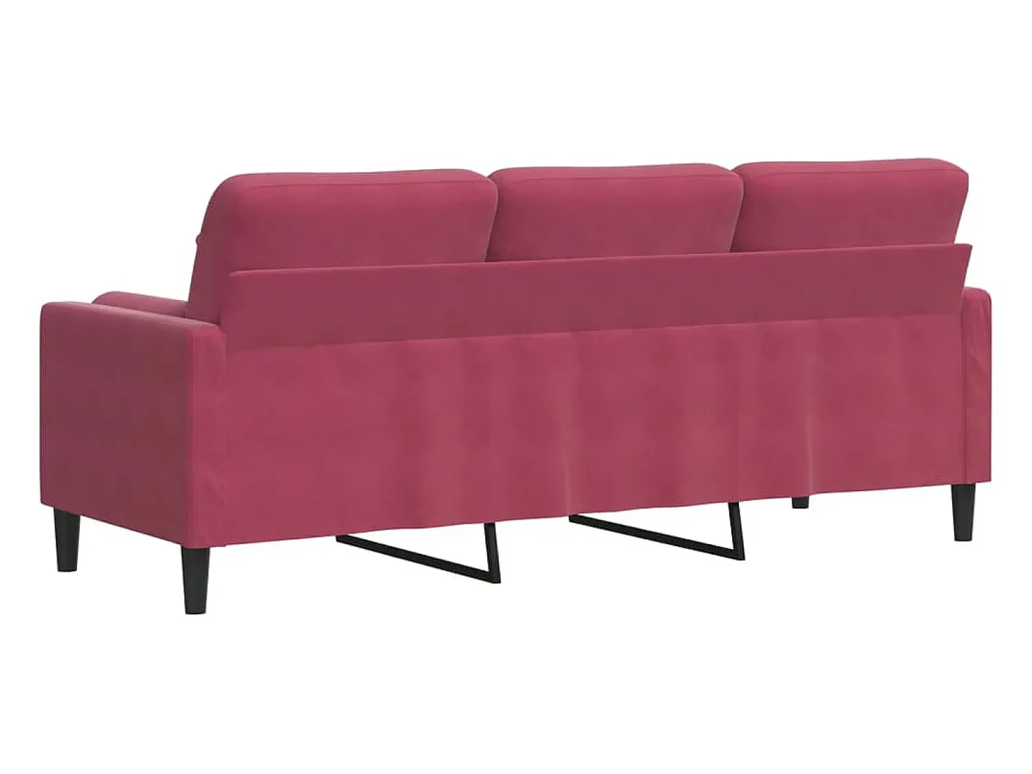 Sofá*vidaxl Sofá 3 lug. + almofadas decorativas 180cm veludo tinto Vermelho