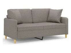 vidaxl Sofá 2 lug. +almofadas decoração 140cm tecido cinza-acastanhado^ Sofá