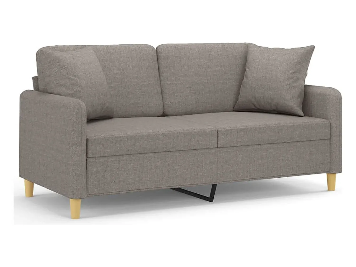 vidaxl Sofá 2 lug. +almofadas decoração 140cm tecido cinza-acastanhado^ Sofá