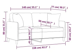vidaxl Sofá 2 lug. +almofadas decoração 140cm tecido cinza-acastanhado^ Sofá