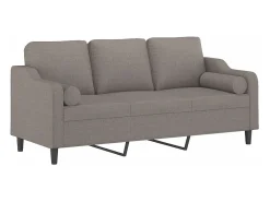 Sofá 3 lug. +almofadas decoração 180cm tecido cinza-acastanhado PT906650^ Sofá