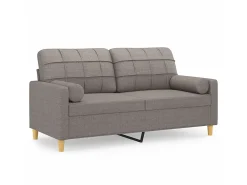 Sofá 2 lug. +almofadas decoração 140cm tecido cinza-acastanhado PT162834^ Sofá