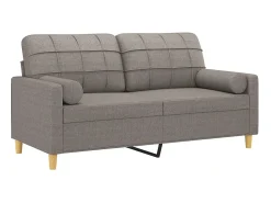 Sofá 2 lug. +almofadas decoração 140cm tecido cinza-acastanhado PT162834^ Sofá